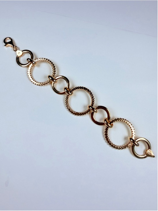 Unbranded Jewelry - Gold Vermeil Cable Circle Rolo Link Chain 925 Sterling Silver Bracelet Italy